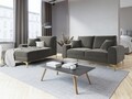 Sezlong living stanga, Madara, Mazzini Sofas, gold legs, 102x182x90 cm, catifea, gri deschis