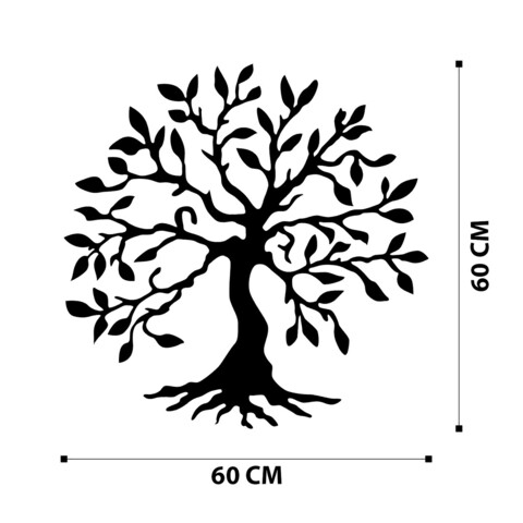 Decoratiune de perete, Tree Metal Wall Decor, Metal, Cadru: 100% LEMN (grosime: 3 cm), Negru