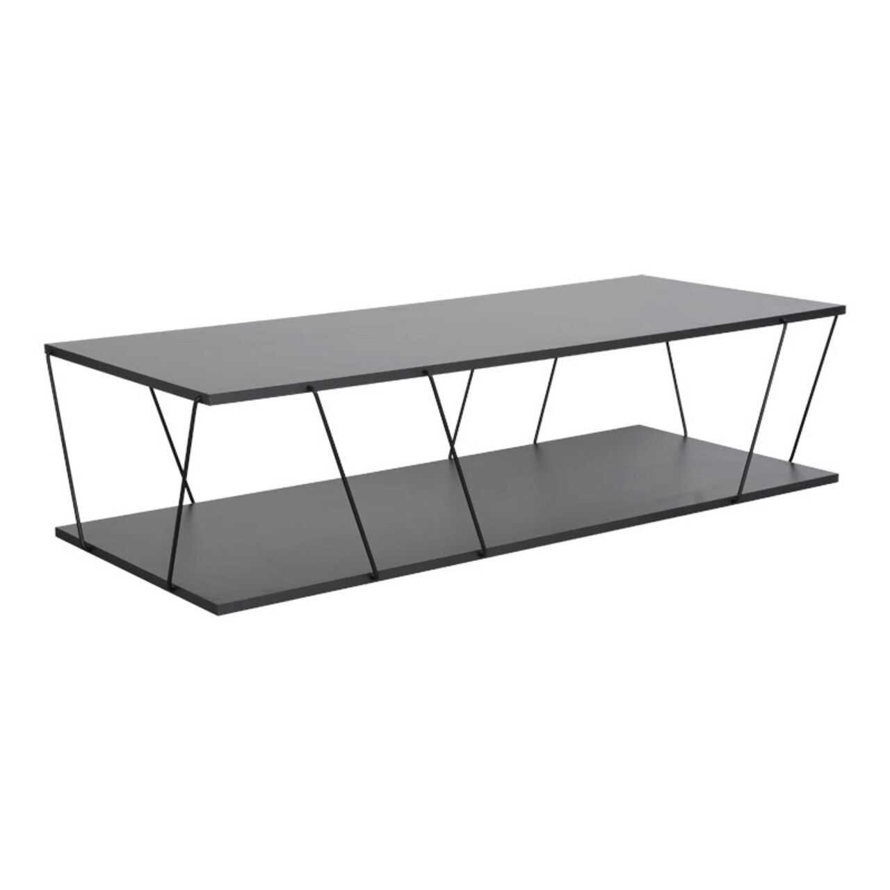 Masuta de cafea Tars, Pakoworld, 120x50x30 cm, PAL/metal, gri inchis/negru