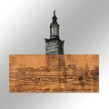 Decoratiune de perete, Alexandria Lighthouse, lemn/metal, 54 x 58 cm, negru/maro