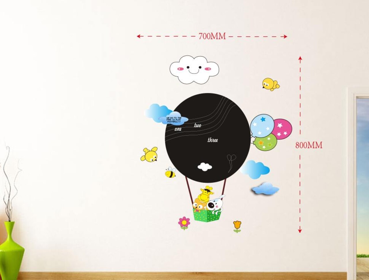 Sticker decorativ cu tabla de scris Baloon, Mauro Ferretti, 80x70 cm, plastic