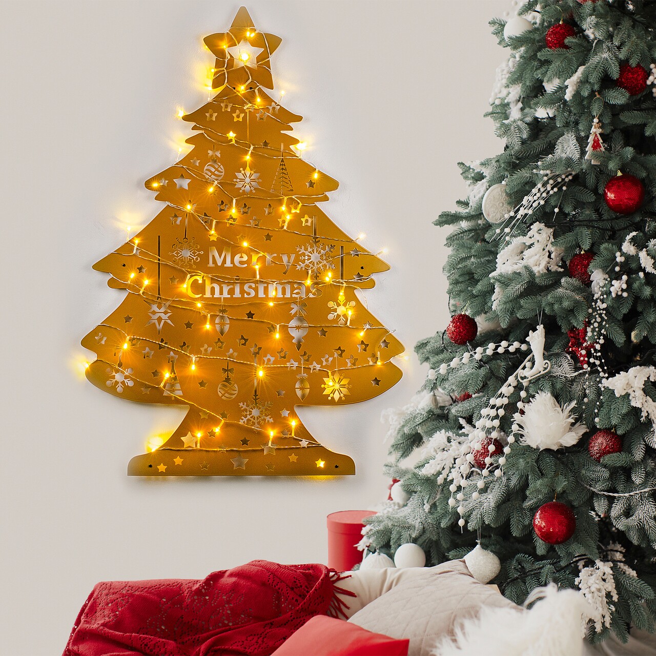 Decoratiune de luminoasa XMASGOLD-031, Tanelorn, 70x100 cm, metal, auriu