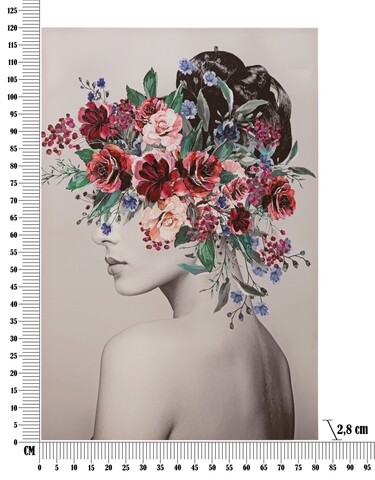 Tablou, Mauro Ferretti, Lady Flower - B, 80 x 2.8 x 120 cm, lemn de pin/panza, multicolor