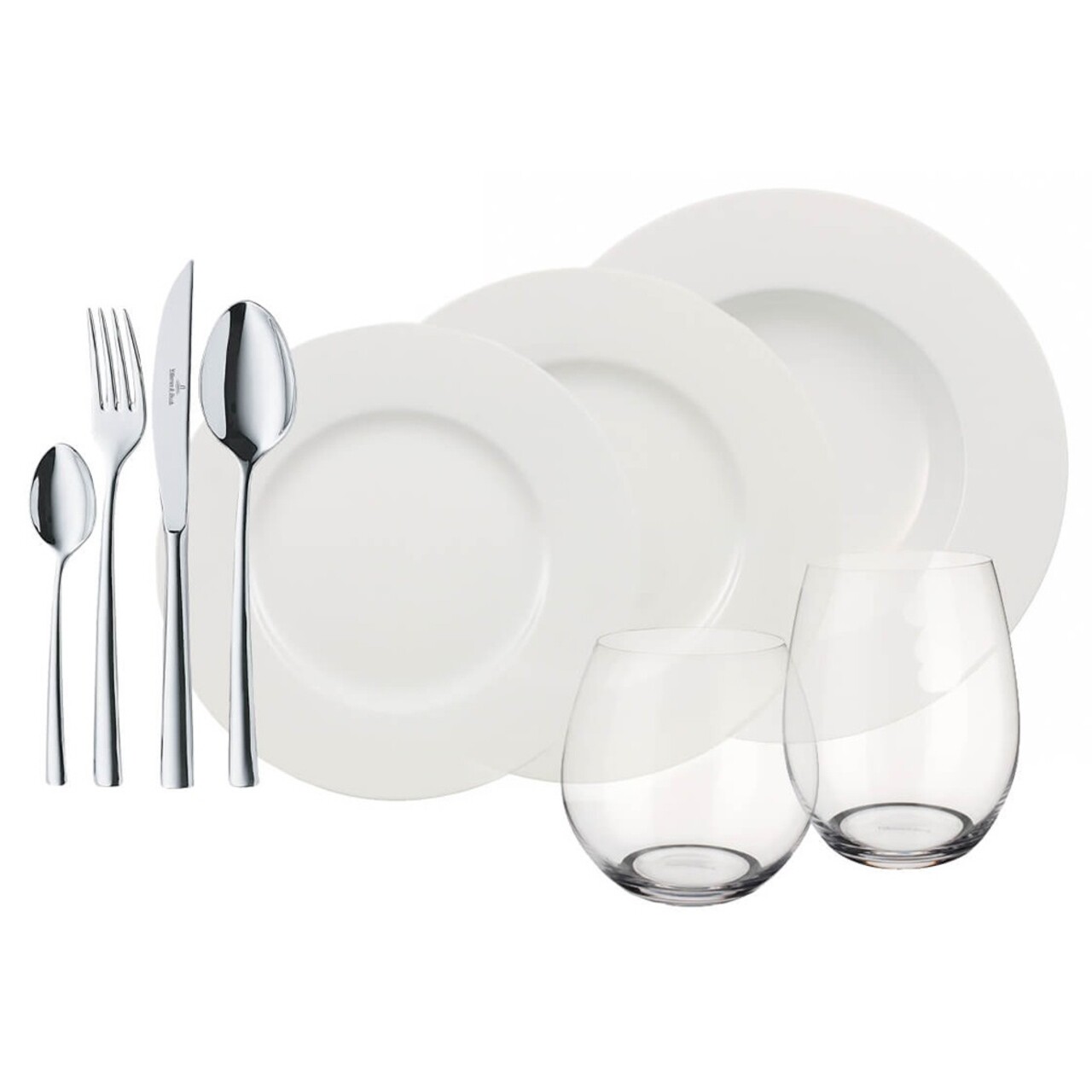 Set de masa 36 piese, Villeroy & Boch, Wonderful World 4 Friends, portelan, sticla cristal, inox