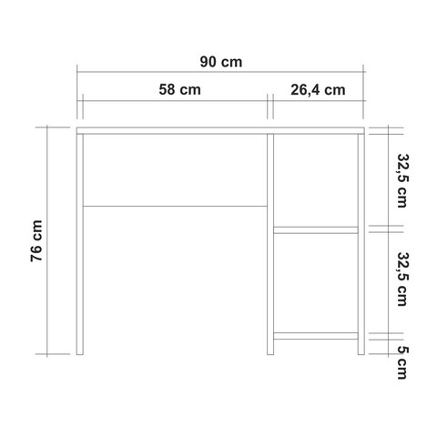 Birou, Vella, Mundus, 90x76x50 cm, PAL, Alb