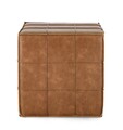 Taburet Larisa, Bizzotto, 43x43x43 cm, MDF/piele ecologica, maro coniac