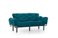 Canapea extensibila Nitta Triple, Futon, 3 locuri, 225x70 cm, metal, petrol verde