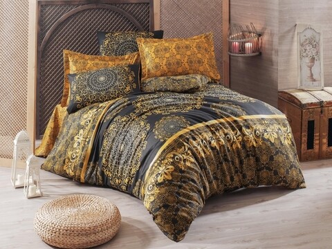 Lenjerie de pat pentru o persoana, Eponj Home, Sehri 143EPJ01873, 2 piese, amestec bumbac, multicolor