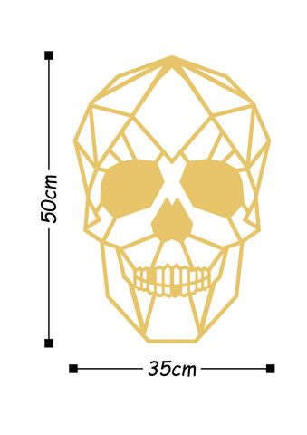 Decoratiune de perete, Skull Metal Decor, Metal, Dimensiune: 50 x 35 cm, Auriu