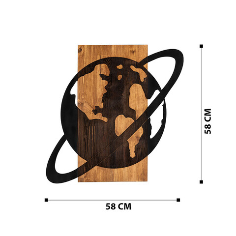 Decoratiune de perete, Gezen, Metal, Dimensiune: 70 x 61 cm, Nuc negru