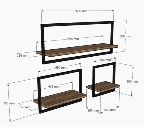 Raft de perete, Asse Home, Yeso, Antracit