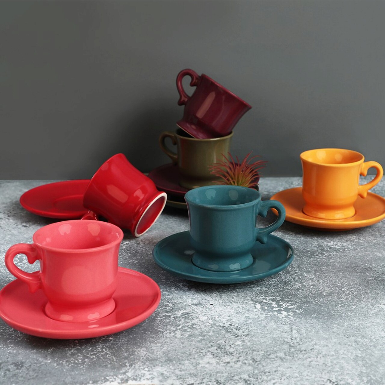 Set cesti de cafea, Keramika, 275KRM1763, 100% CERAMICA / , Nu absoarbe apa, Multicolor