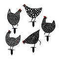 Set decoratiuni pentru gradina, Chickens, Metal, Negru