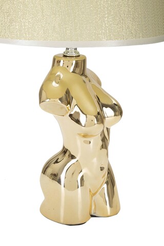 Lampa de masa, Glam Woman, Mauro Ferretti, 1 x E27, 40W, Ø25 x 42.5 cm, ceramica/fier/textil, auriu