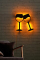 Decoratiune luminoasa LED, Wine Glasses, MDF, 60 LED-uri, Galben