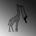 Decoratiune de perete, Girl Swinging Giraffe, Metal, Dimensiune: 51 x 70 cm, Negru