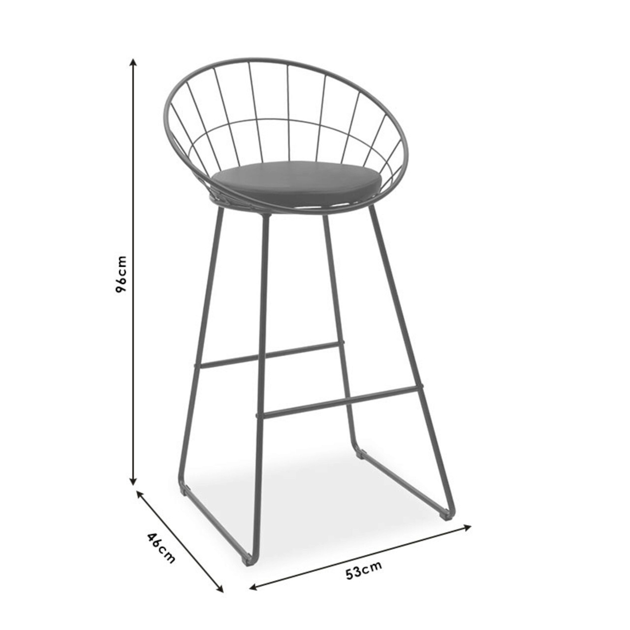 Scaun de bar Seth, Pakoworld, 52x52x96 cm, metal/PVC, auriu/alb