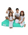 Set fotoliu dublu si 2 taburete pentru copii, Bean Bag, Ferndale, 100x50x40 cm, poliester impermeabil, turcoaz