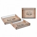 Set 2 tavi servire Wine Bar, 39 x 29 x 5 cm si 33x24x5 cm, lemn/metal, natur/negru