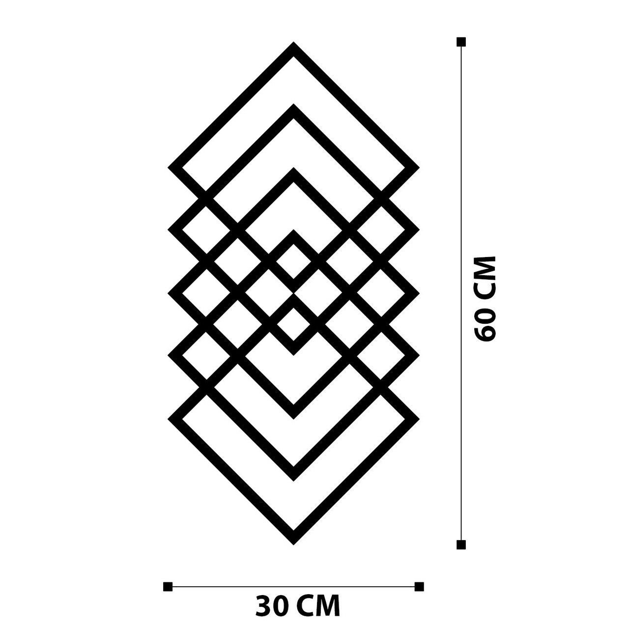 Decoratiune de perete, Geometry, metal, 30 x 60 cm, negru