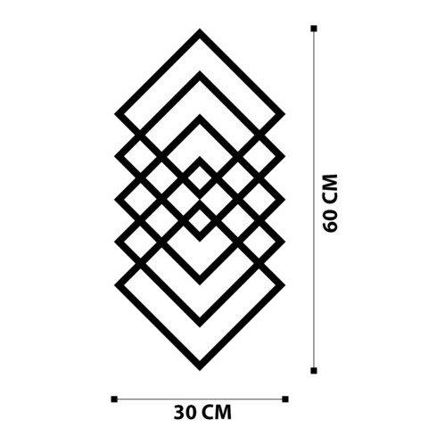 Decoratiune de perete, Geometry, Metal, Dimensiune: 60 x 35 cm, Negru