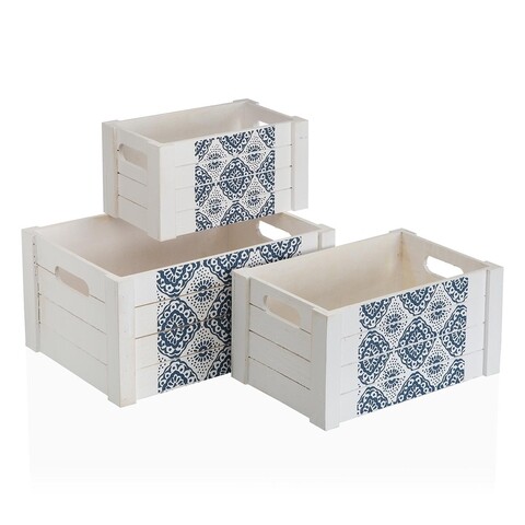 Set 3 cutii pentru depozitare Aveiro, Versa, 40 x 28 x 15 cm, lemn