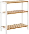 Raft de depozitare multifunctional Vasagle, 60x26x66 cm, bambus, natural/alb