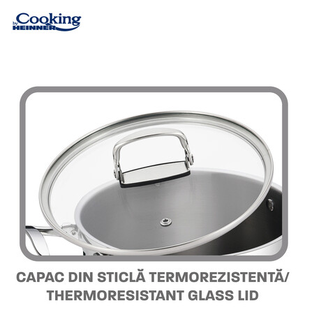 Set de gatit 6 piese, cu manere pliabile, Cooking by Heinner, Milena, inox, gri