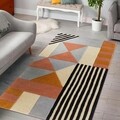 Covor Geometry Bedora, 120x170 cm, 100% lana, multicolor, finisat manual