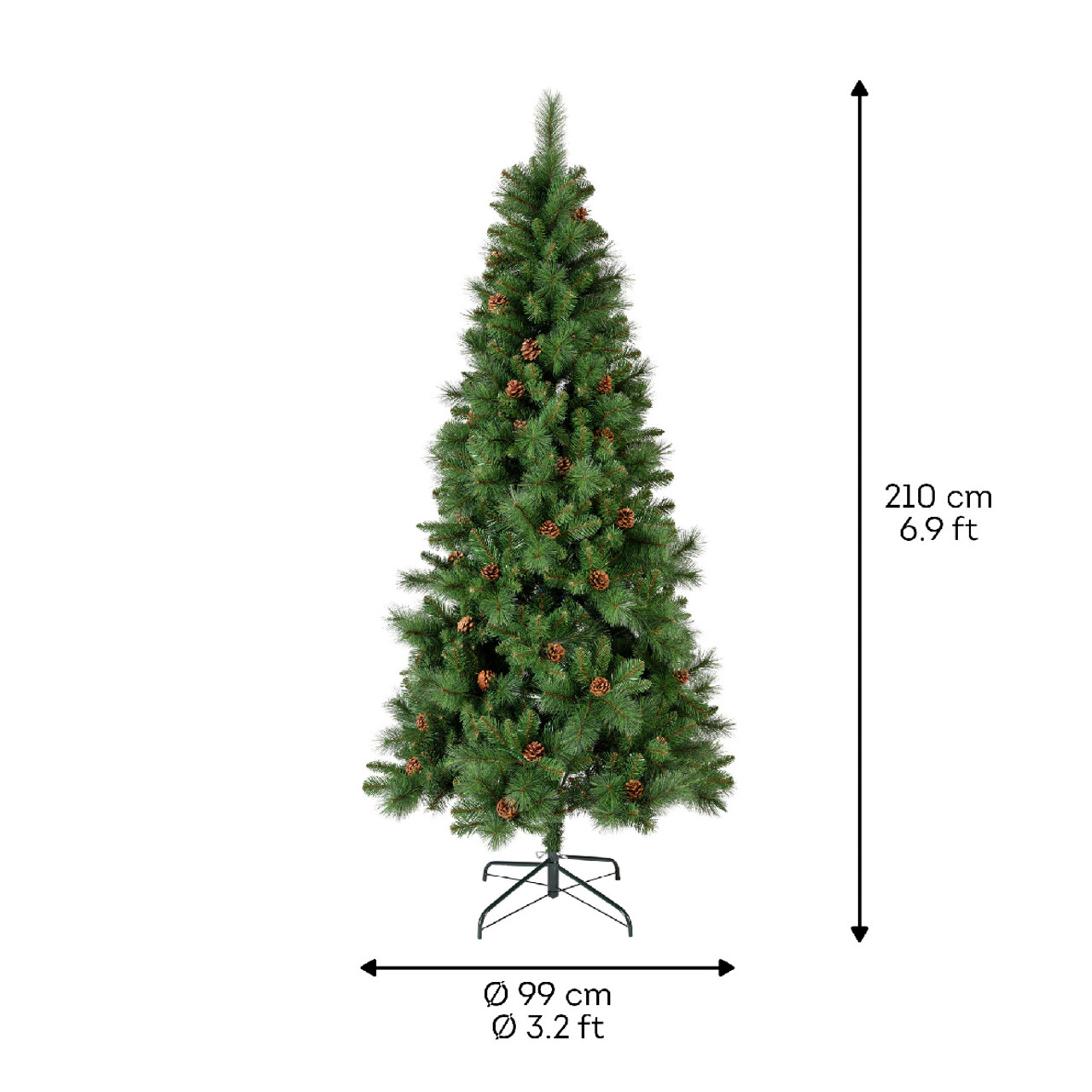 Brad de Craciun cu conuri Norwich Pine, Everlands, 882 varfuri, 99x210 cm, verde