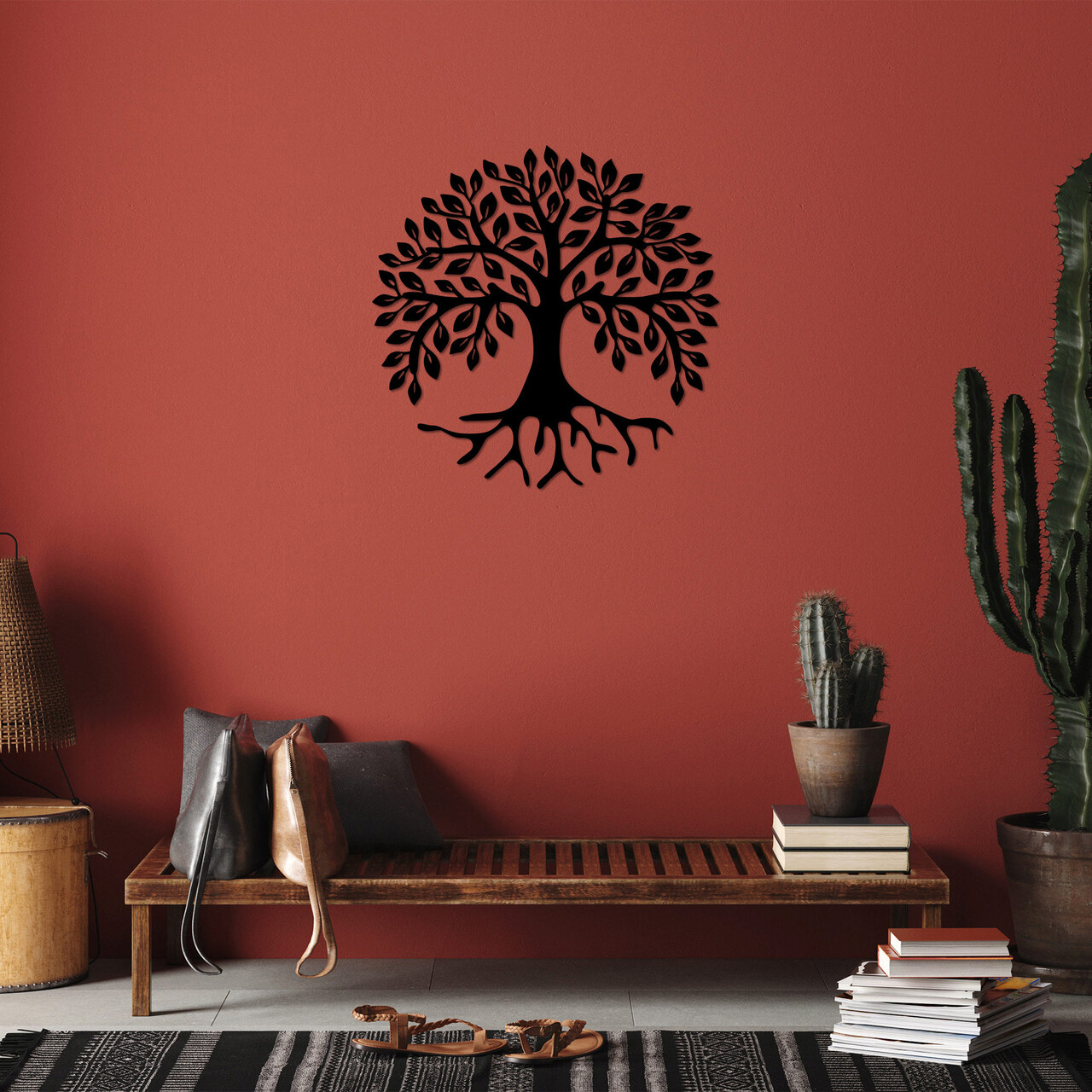 Decoratiune de perete, Monumental Tree 10, Metal, Dimensiune: 50 x 50 cm, Negru - 1 | YEO