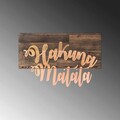 Decoratiune de perete, Hakuna Matata Metal Decor, 50% lemn/50% metal, Dimensiune: 58 x 38 cm, Nuc / Cupru