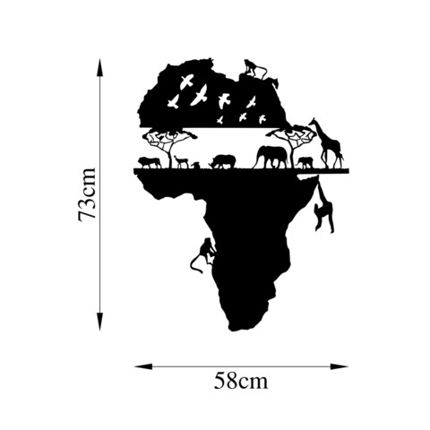 Decoratiune de perete, Animal World Of Africa, Metal, Dimensiune: 58 x 73 cm, Negru
