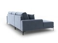 Coltar stanga, Madara, Mazzini Sofas, 5 locuri, 254x182x90 cm, catifea, albastru deschis