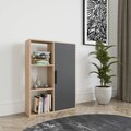 Corp biblioteca, Zena Home, Patrick, 90x123.6x25 cm, PAL, Stejar / Antracit