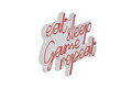 Decoratiune luminoasa LED, eat sleep game repeat, Benzi flexibile de neon, DC 12 V, Roșu