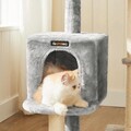 Ansamblu de joaca pisici / arbore pentru pisici Cat Condo, Feandrea, 46x41x84 cm, PAL/plus/sisal, gri deschis