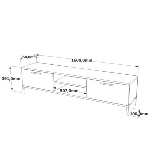 Comoda TV, Locelso, RL1-AA, 160x39.1x35 cm, Pin Atlantic / Antracit