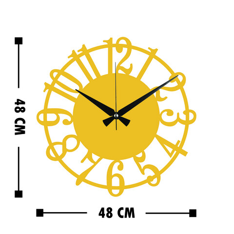 Ceas de perete, Metal Wall Clock 15, Metal, Dimensiune: 48 x 48 cm, Auriu