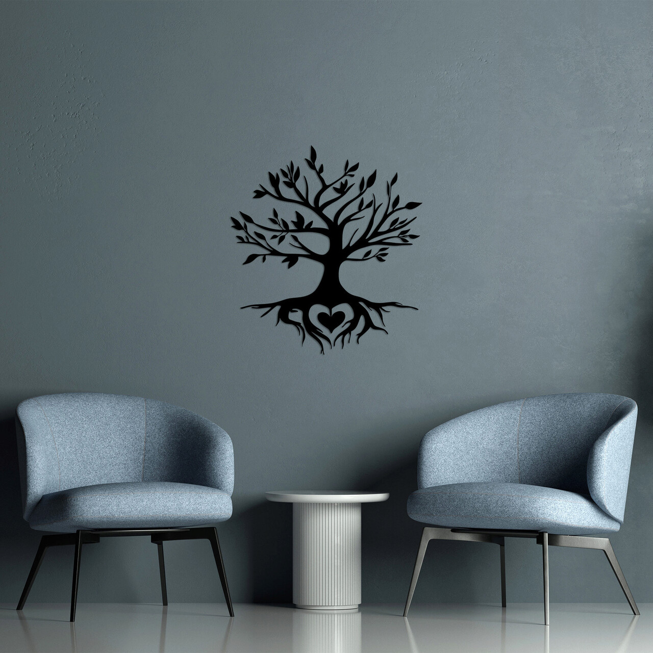 Decoratiune de perete, Tree And Heart, Metal, Dimensiune: 67 x 79 cm, Negru - 2 | YEO