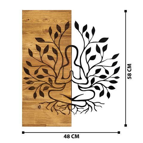 Decoratiune de perete, Lina, Metal, Dimensiune: 70 x 70 cm, Nuc negru