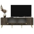 Comoda TV, Olivia, Detas, 150 x 48.2 x 35 cm, pal melaminat, nuc/auriu