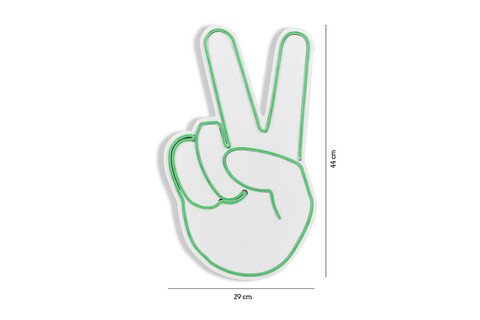 Decoratiune luminoasa LED, Victory Sign, Benzi flexibile de neon, DC 12 V, Verde