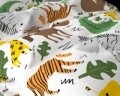 Lenjerie de pat pentru o persoana, Small Zoo White, Royal Textile, 2 piese, 140 x 200 cm, 100% bumbac flanel, multicolora