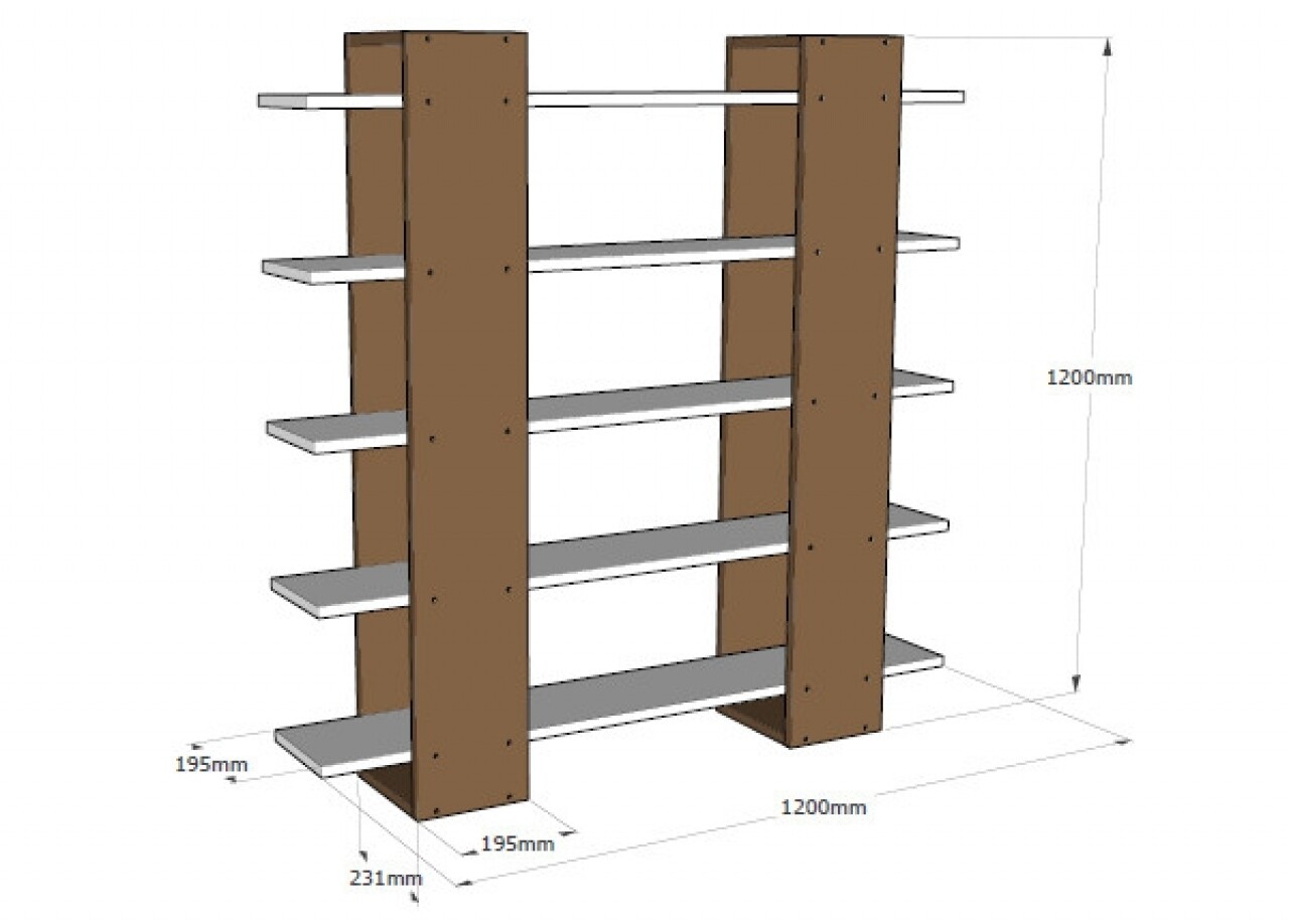 Biblioteca Wooden Art, Pool White Walnut, 120x19.5x120 cm - 2 | YEO