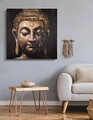 Tablou decorativ, Buddha -B, Mauro Ferretti, 100 x 100 cm, canvas imprimat si pictat/lemn de pin, multicolor