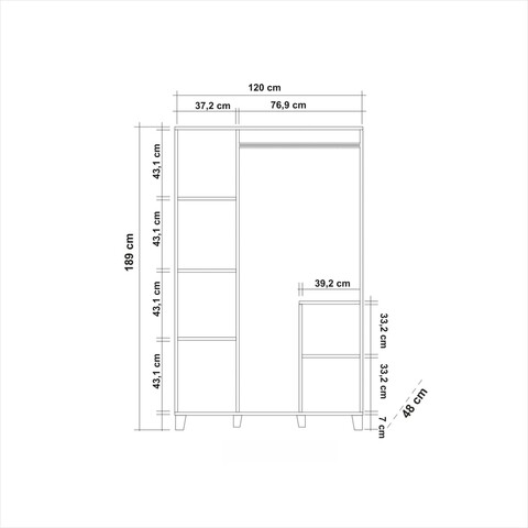 Dulap cu oglinda pentru haine Hedera 2 - Atlantic, Vella, 120x48x189 cm