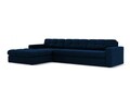 Coltar stanga 4 locuri, Justin, Micadoni Home, BL, 236x160x72 cm, catifea, albastru regal