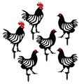 Set decoratiuni pentru gradina, Chicken Family 6, Metal, Negru