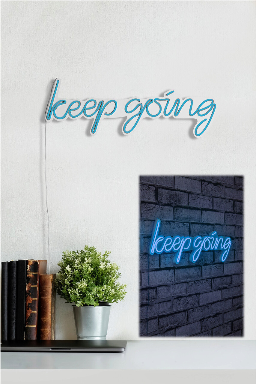 Decoratiune luminoasa LED, Keep Going, Benzi flexibile de neon, DC 12 V, Albastru - 1 | YEO